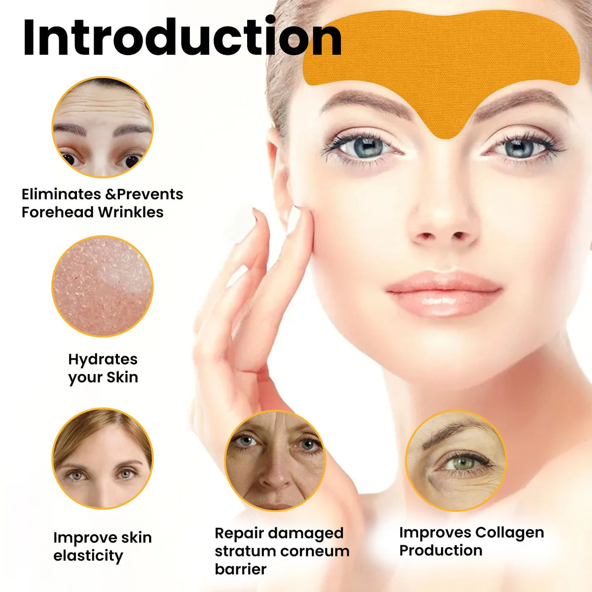 Forehead Wrinkle Patch, Anti-Wrinkle Forehead Patches with Collagen & Centella Asiatica for Frown Lines, Wrinkles, Fine Lines