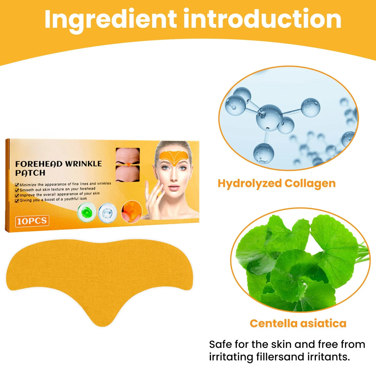 Forehead Wrinkle Patch, Anti-Wrinkle Forehead Patches with Collagen & Centella Asiatica for Frown Lines, Wrinkles, Fine Lines