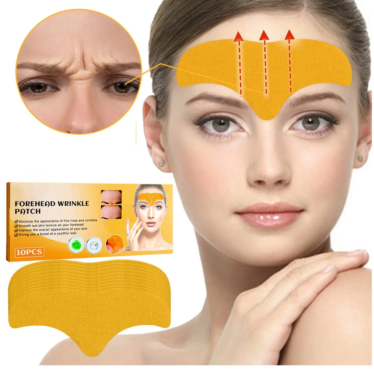 Forehead Wrinkle Patch, Anti-Wrinkle Forehead Patches with Collagen & Centella Asiatica for Frown Lines, Wrinkles, Fine Lines