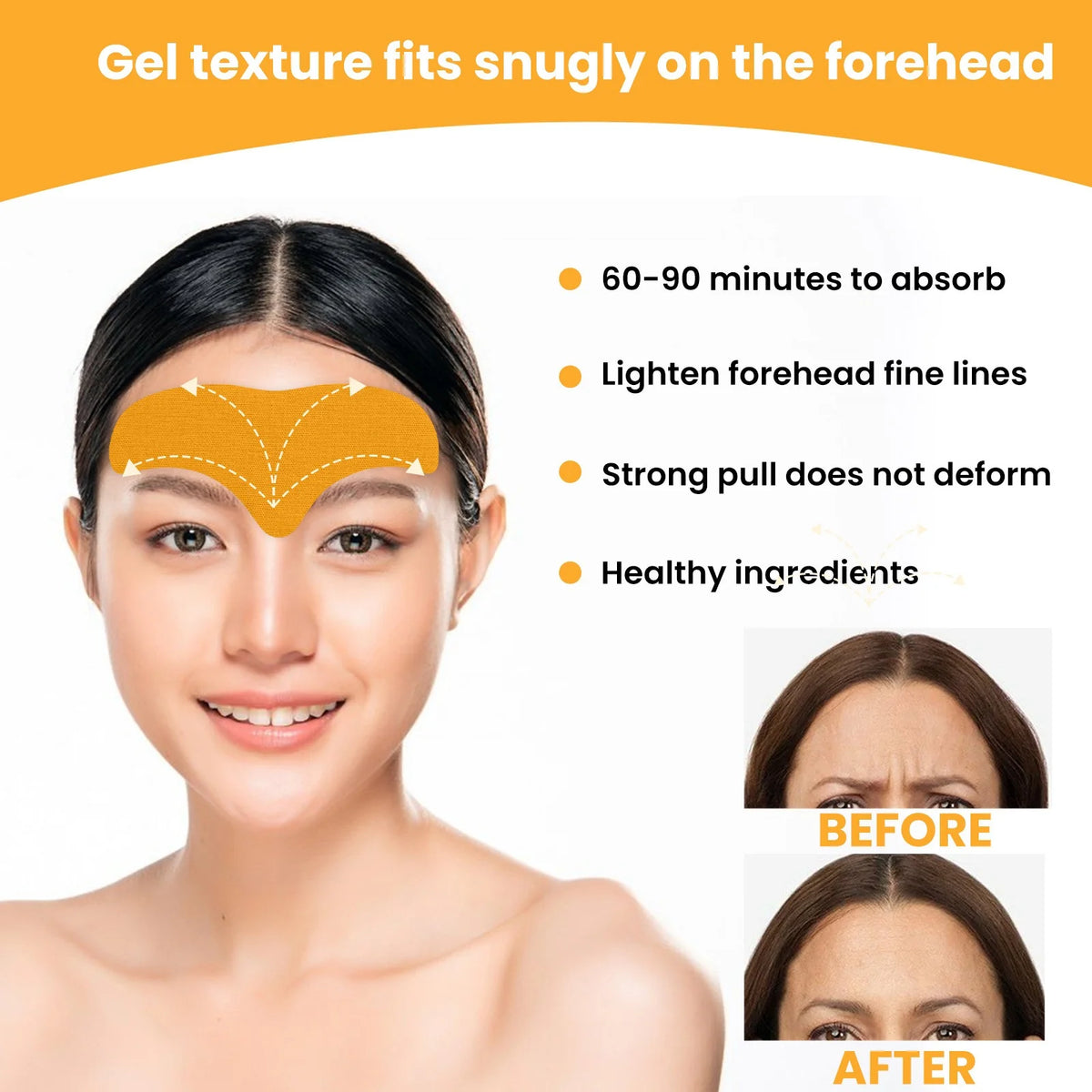 Forehead Wrinkle Patch, Anti-Wrinkle Forehead Patches with Collagen & Centella Asiatica for Frown Lines, Wrinkles, Fine Lines